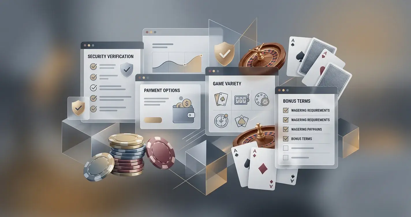 Abstract editorial illustration representing an independent review of an online casino for UK readers