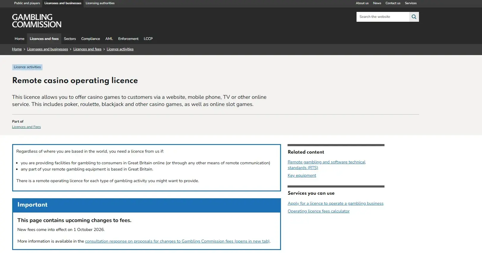 Current UK Gambling Commission evidence about remote gambling licensing in Great Britain